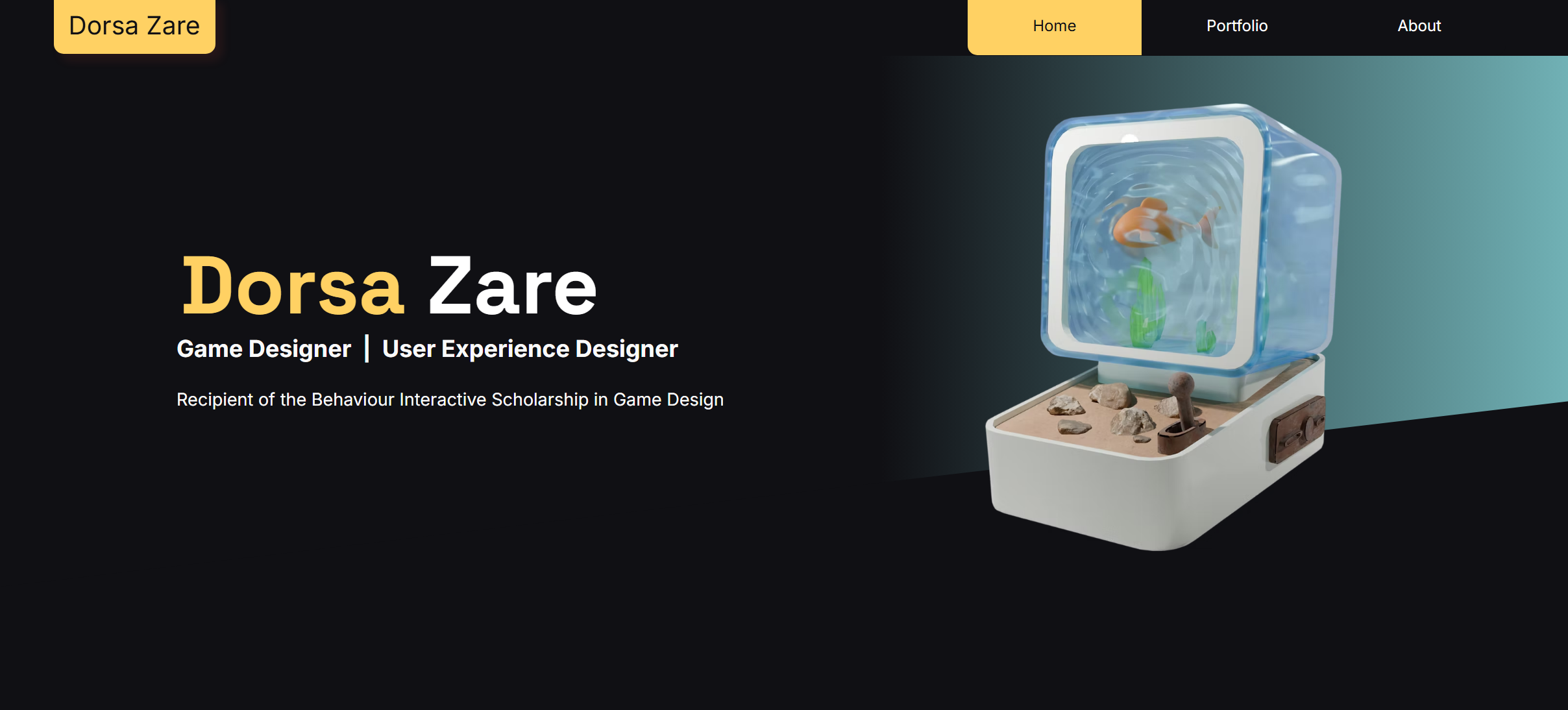 Homepage mockup of the portfolio website.